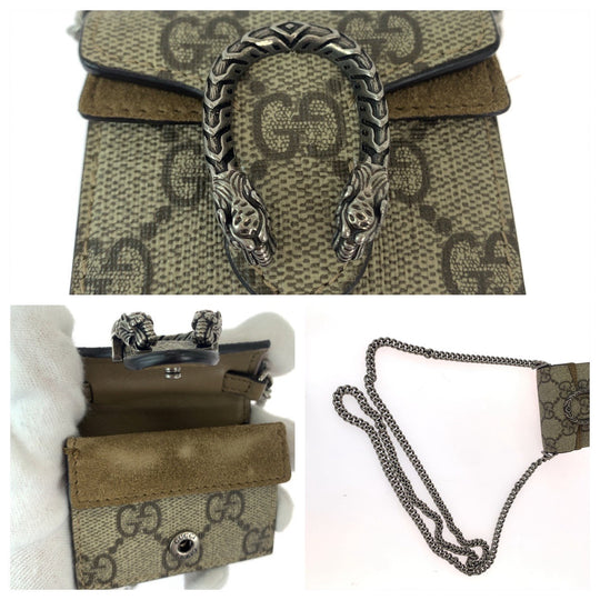 GUCCI Other accessories GG Supreme Canvas Beige Brown SilverMetal Chain AirPods Case AirPods PRO Case Earphone Case Dionysus Women Used Authentic