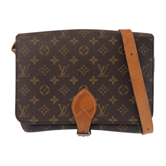 LOUIS VUITTON Shoulder Bag M51252 PVC, Leather Brown Gold Metal Crossbody Shoulder Bag Messenger Bag Monogram CartouchiereGM Women Used Authentic
