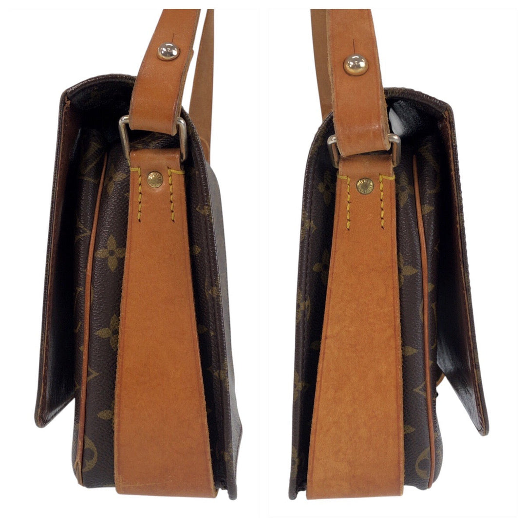 LOUIS VUITTON Shoulder Bag M51252 PVC, Leather Brown Gold Metal Crossbody Shoulder Bag Messenger Bag Monogram CartouchiereGM Women Used Authentic