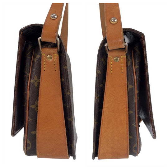 LOUIS VUITTON Shoulder Bag M51252 PVC, Leather Brown Gold Metal Crossbody Shoulder Bag Messenger Bag Monogram CartouchiereGM Women Used Authentic