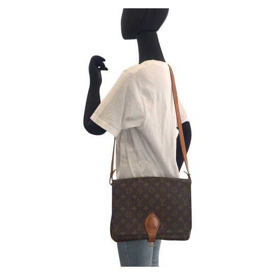 LOUIS VUITTON Shoulder Bag M51252 PVC, Leather Brown Gold Metal Crossbody Shoulder Bag Messenger Bag Monogram CartouchiereGM Women Used Authentic