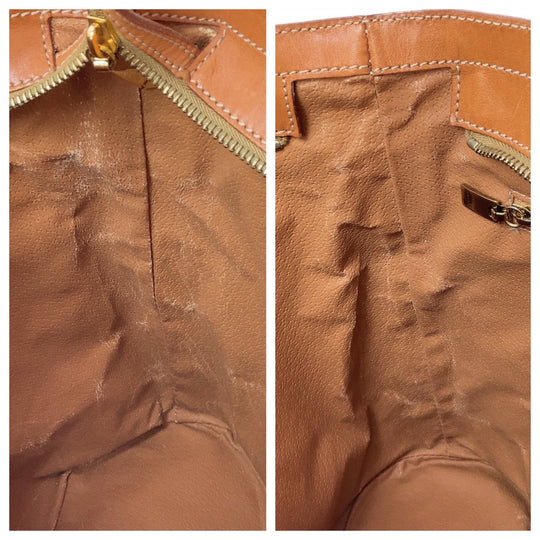 CELINE Tote Bag PVC, Leather Brown Gold Metal Tote Bag Handbag Shoulder Bag Macadam Women Used Authentic