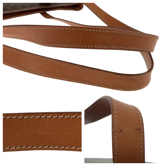 CELINE Tote Bag PVC, Leather Brown Gold Metal Tote Bag Handbag Shoulder Bag Macadam Women Used Authentic