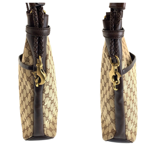 GUCCI Shoulder Bag 109097 GG canvas Brown Gold Metal Crossbody Shoulder Bag Messenger Bag Women Used Authentic