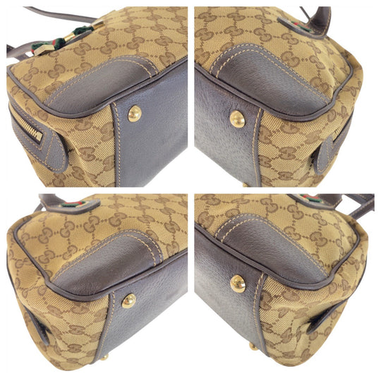 GUCCI Shoulder Bag 161720 GG canvas, leather Beige Brown Gold Metal Shoulder Bag handbag Prince Shelley Line Women Used Authentic