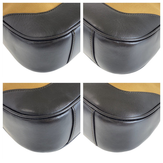 GUCCI Shoulder Bag 1.4095 Canvas, Leather Beige Gold Metal Hobo Shoulder Bag Handbag Shelly Line Bamboo Women Used Authentic