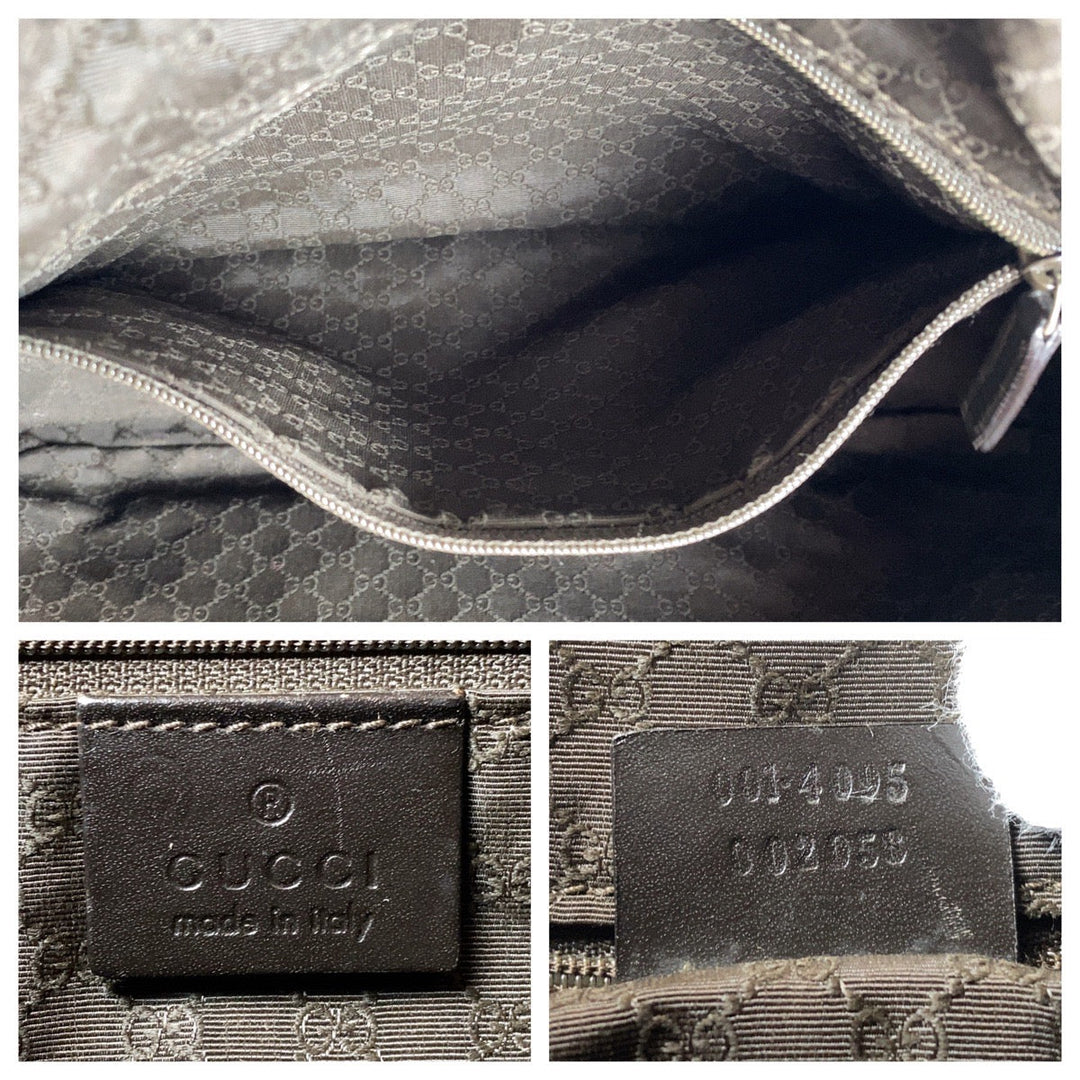 GUCCI Shoulder Bag 1.4095 Canvas, Leather Beige Gold Metal Hobo Shoulder Bag Handbag Shelly Line Bamboo Women Used Authentic