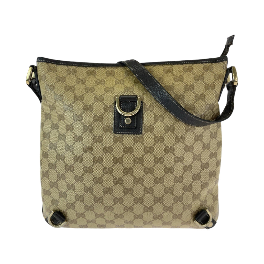 GUCCI Shoulder Bag 268642 GG Supreme Canvas Beige Brown Gold Metal Shoulder Bag Crossbody Messenger Bag GG crystal Women Used Authentic