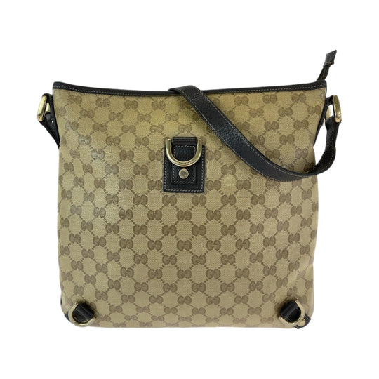 GUCCI Shoulder Bag 268642 GG Supreme Canvas Beige Brown Gold Metal Shoulder Bag Crossbody Messenger Bag GG crystal Women Used Authentic