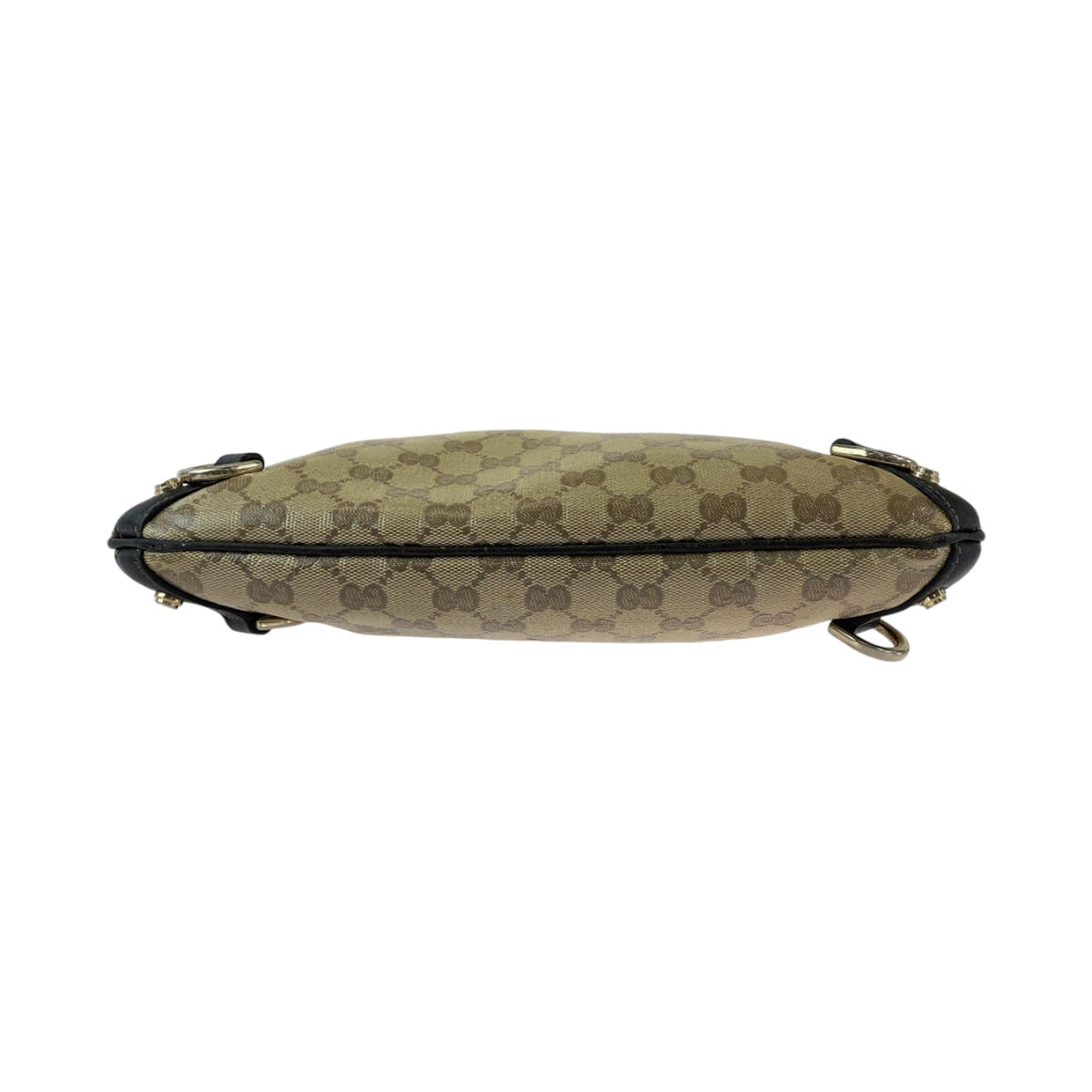 GUCCI Shoulder Bag 268642 GG Supreme Canvas Beige Brown Gold Metal Shoulder Bag Crossbody Messenger Bag GG crystal Women Used Authentic