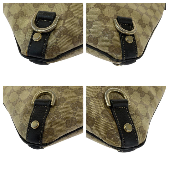 GUCCI Shoulder Bag 268642 GG Supreme Canvas Beige Brown Gold Metal Shoulder Bag Crossbody Messenger Bag GG crystal Women Used Authentic