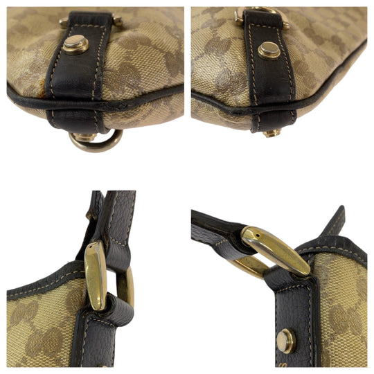 GUCCI Shoulder Bag 268642 GG Supreme Canvas Beige Brown Gold Metal Shoulder Bag Crossbody Messenger Bag GG crystal Women Used Authentic