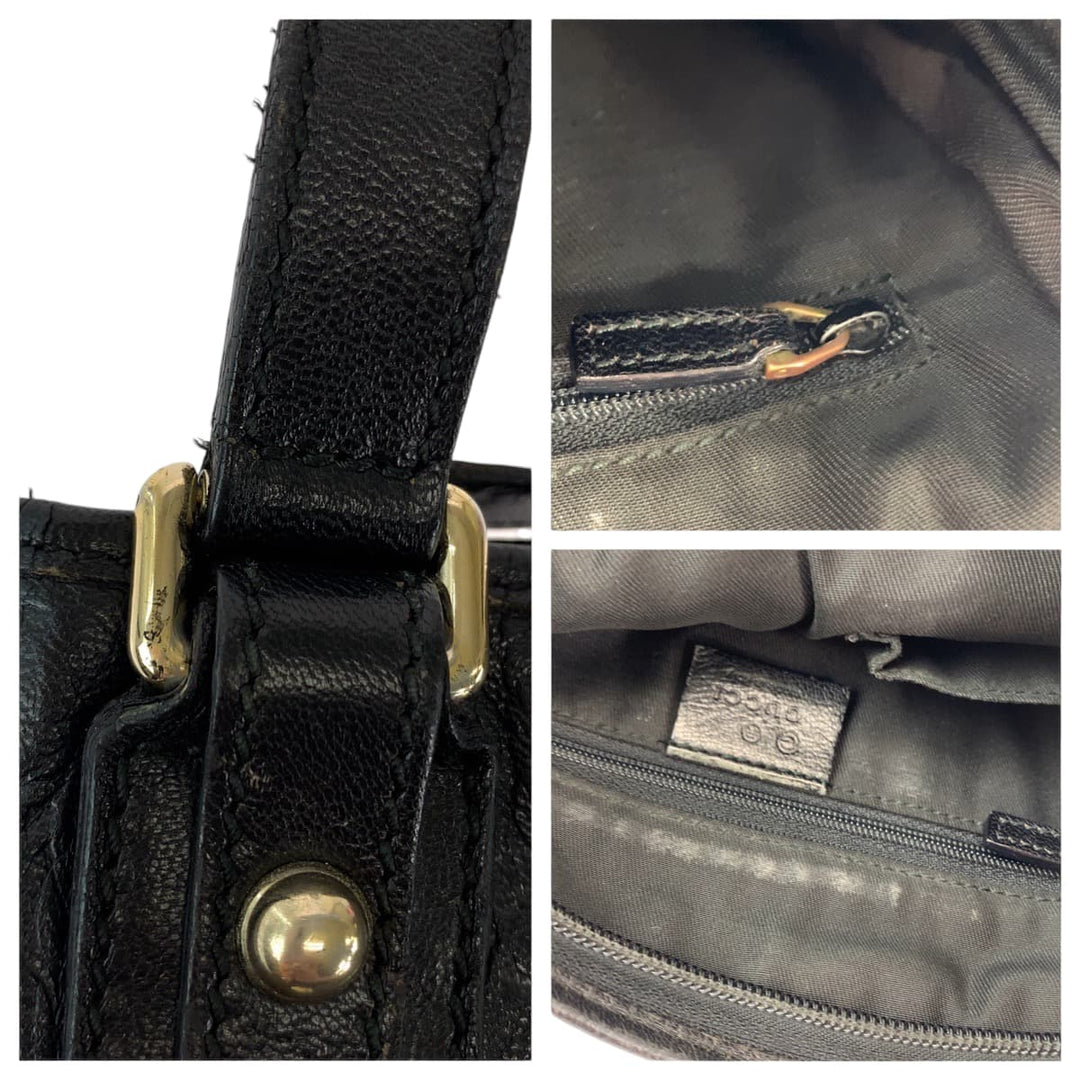 GUCCI Shoulder Bag 239347 leather Black SilverMetal Shoulder Bag pochette Guccisima mens Used Authentic