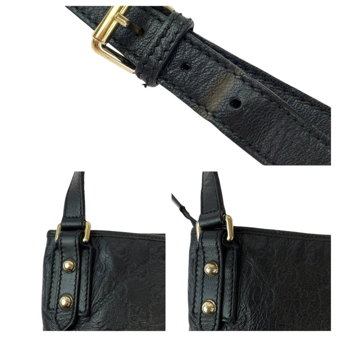 GUCCI Shoulder Bag 239347 leather Black SilverMetal Shoulder Bag pochette Guccisima mens Used Authentic