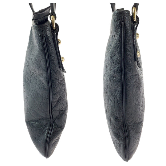 GUCCI Shoulder Bag 239347 leather Black SilverMetal Shoulder Bag pochette Guccisima mens Used Authentic