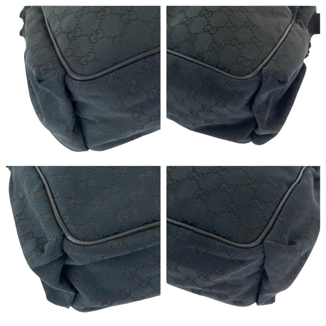 GUCCI Shoulder Bag 123326 GG canvas Black SilverMetal Shoulder Bag Messenger Bag Mother's Bag Women Used Authentic
