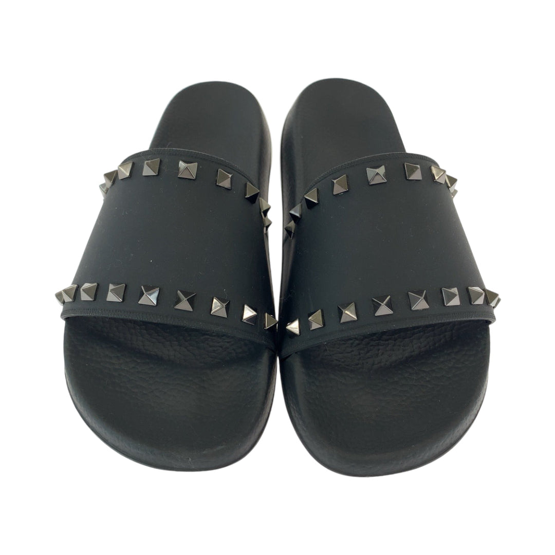 Valentino Sandals VY0S0873 JGC 0NO rubber black sandals beach sandals Rockstud Rubber Slides mens 41 Used Authentic