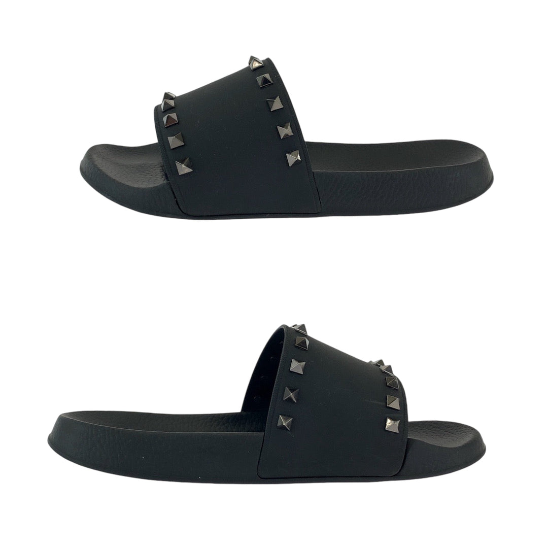 Valentino Sandals VY0S0873 JGC 0NO rubber black sandals beach sandals Rockstud Rubber Slides mens 41 Used Authentic