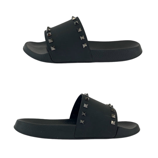Valentino Sandals VY0S0873 JGC 0NO rubber black sandals beach sandals Rockstud Rubber Slides mens 41 Used Authentic