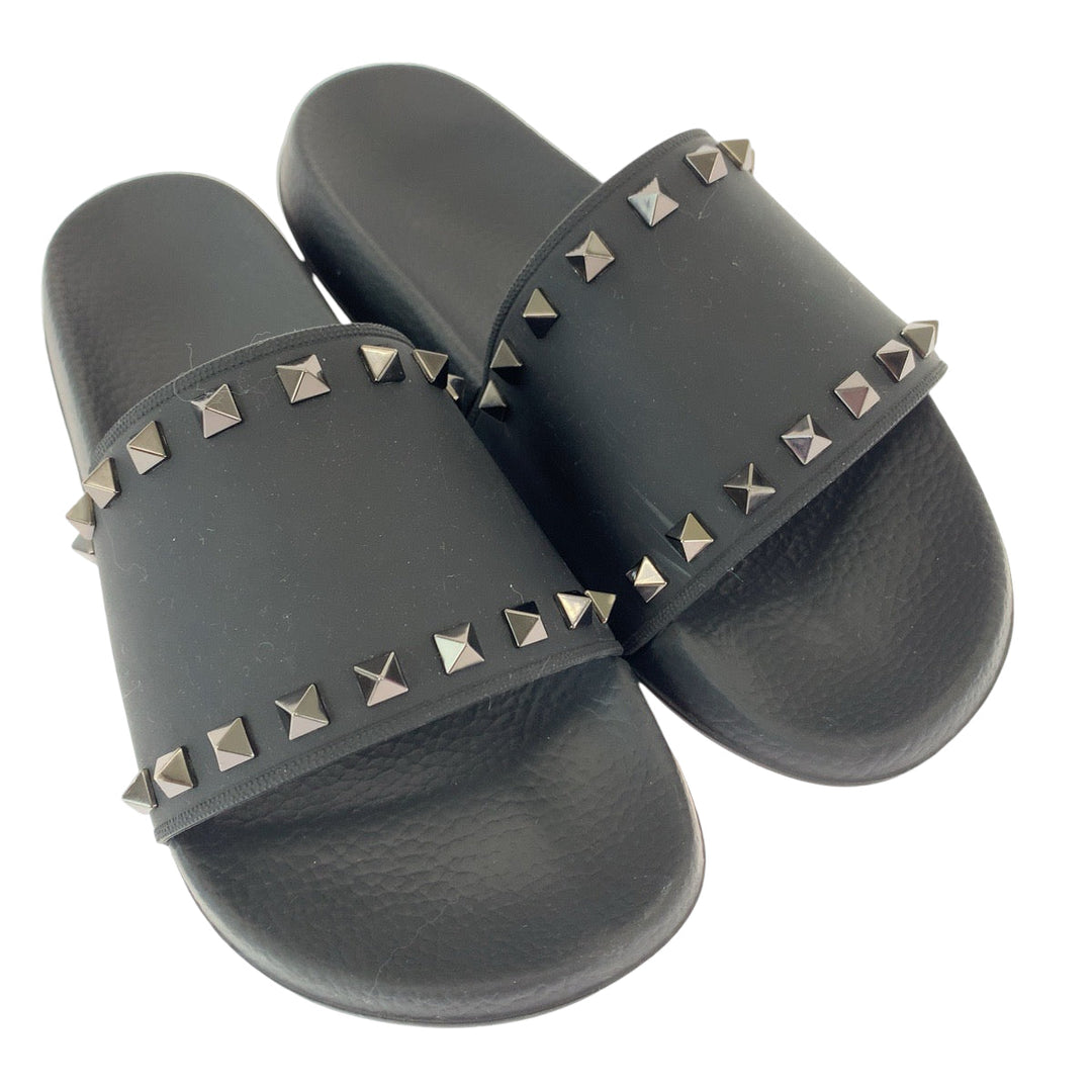 Valentino Sandals VY0S0873 JGC 0NO rubber black sandals beach sandals Rockstud Rubber Slides mens 41 Used Authentic
