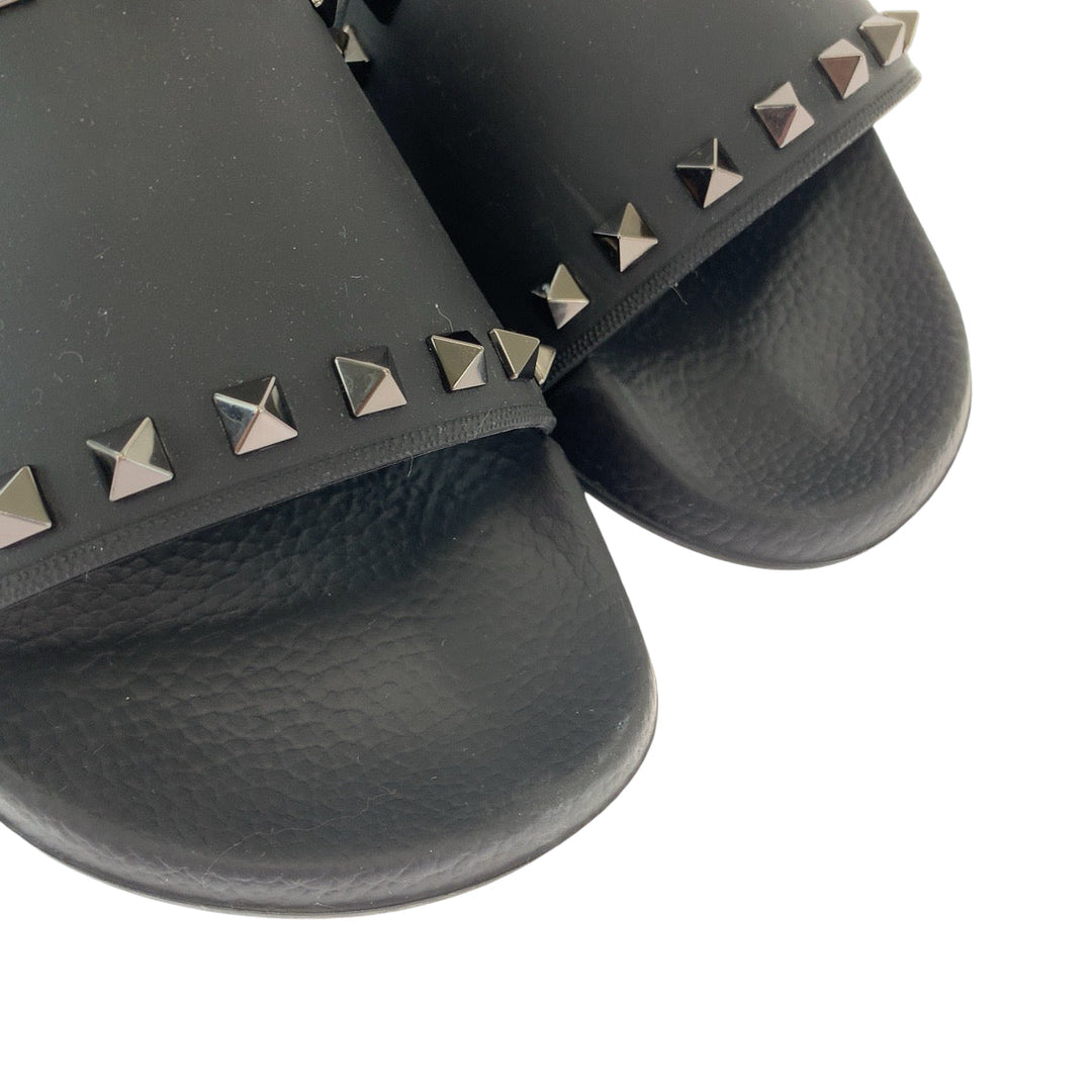 Valentino Sandals VY0S0873 JGC 0NO rubber black sandals beach sandals Rockstud Rubber Slides mens 41 Used Authentic