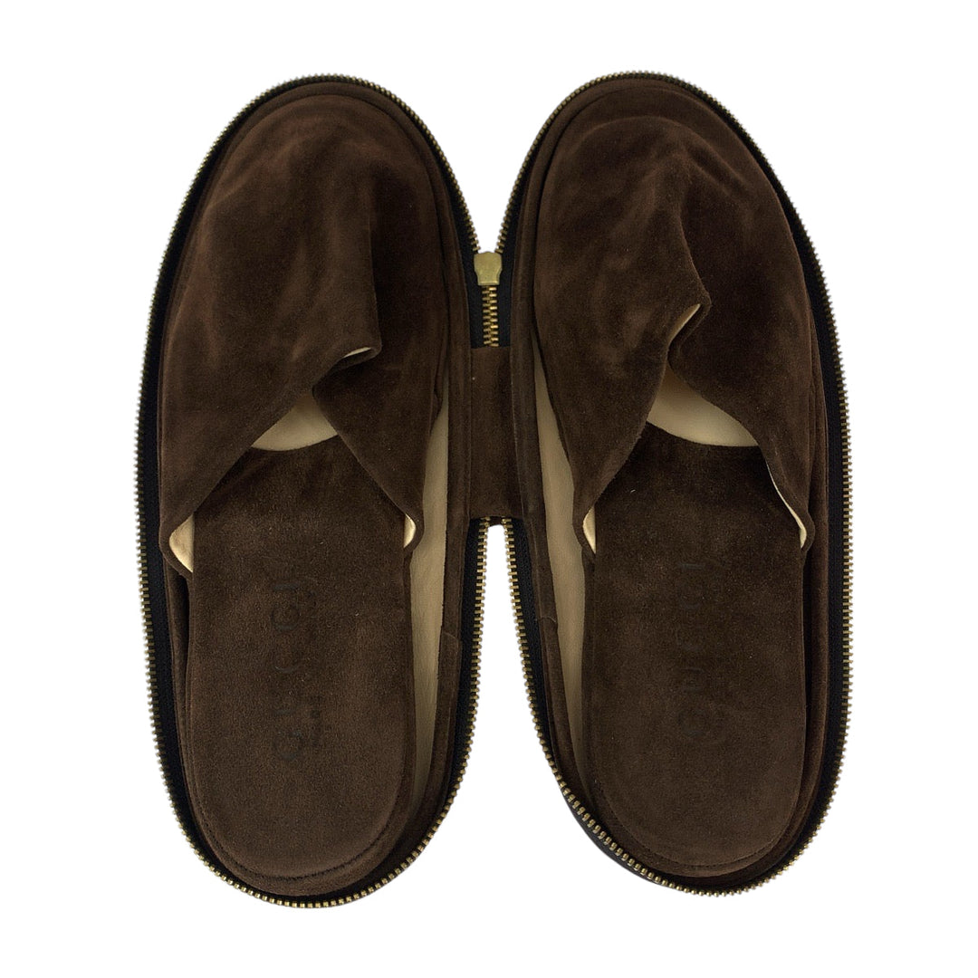 GUCCI Other shoes 115 3015 Suede Brown Slippers with case Portable slippers mens(Unisex) 11 D Used Authentic
