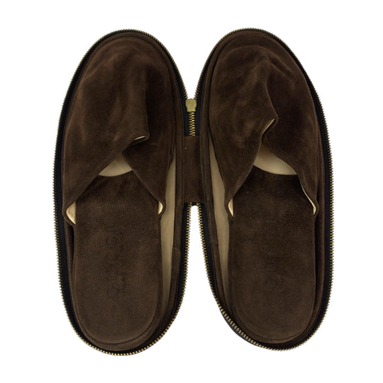 GUCCI Other shoes 115 3015 Suede Brown Slippers with case Portable slippers mens(Unisex) 11 D Used Authentic