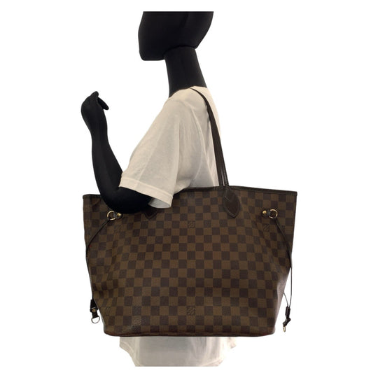 LOUIS VUITTON Tote Bag M51105 PVC Brown Gold Metal Monogram Neverfull MM