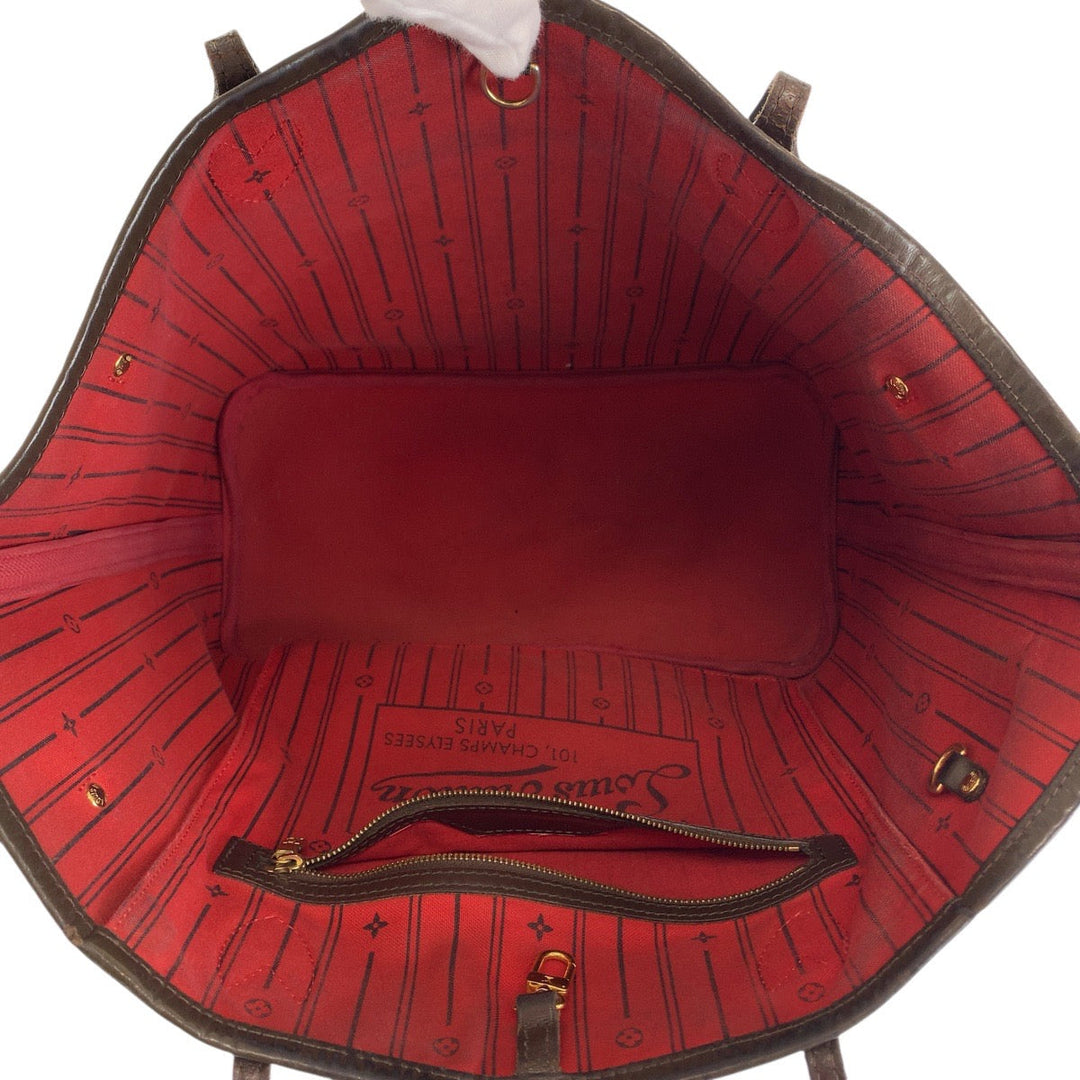 LOUIS VUITTON Tote Bag M51105 PVC Brown Gold Metal Monogram Neverfull MM