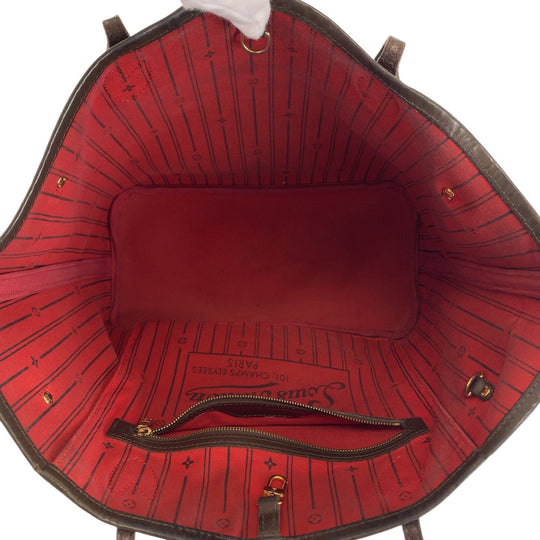 LOUIS VUITTON Tote Bag M51105 PVC Brown Gold Metal Monogram Neverfull MM