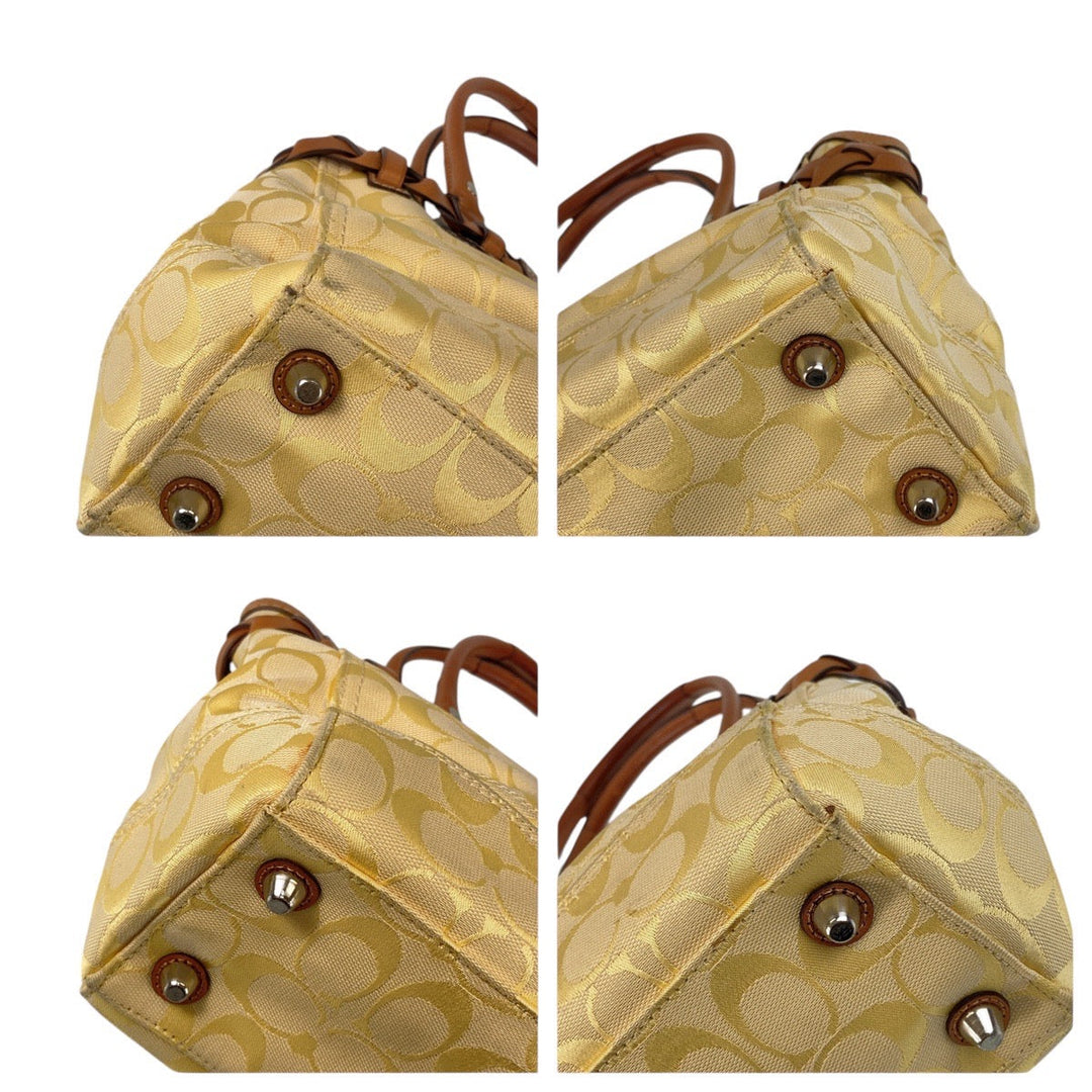 COACH Tote Bag canvas yellow Signature