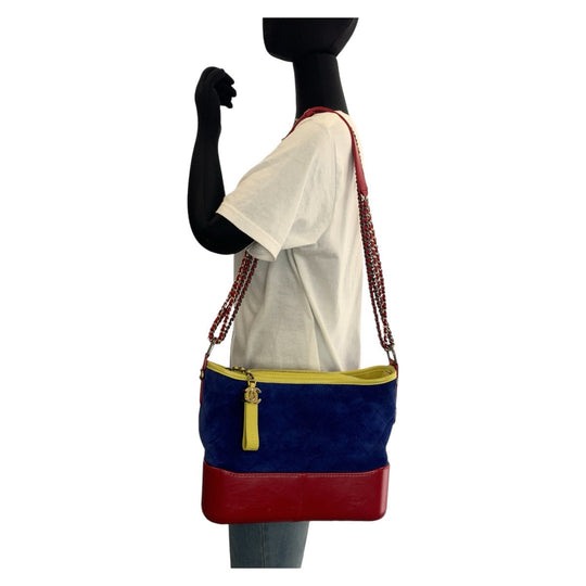 CHANEL Shoulder Bag Suede, Leather Blue red yellow Shoulder Bag ChainShoulder Bag Gabriel de Chanel Women Used Authentic
