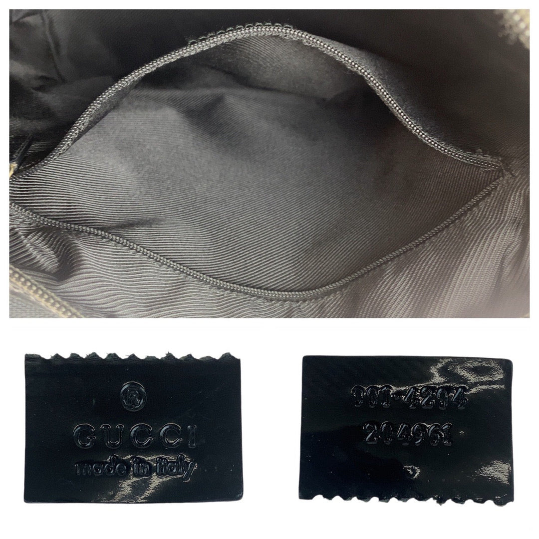 GUCCI Shoulder Bag 001 4204 GG canvas, leather Black GoldMetal Shoulder Bag Women Used Authentic