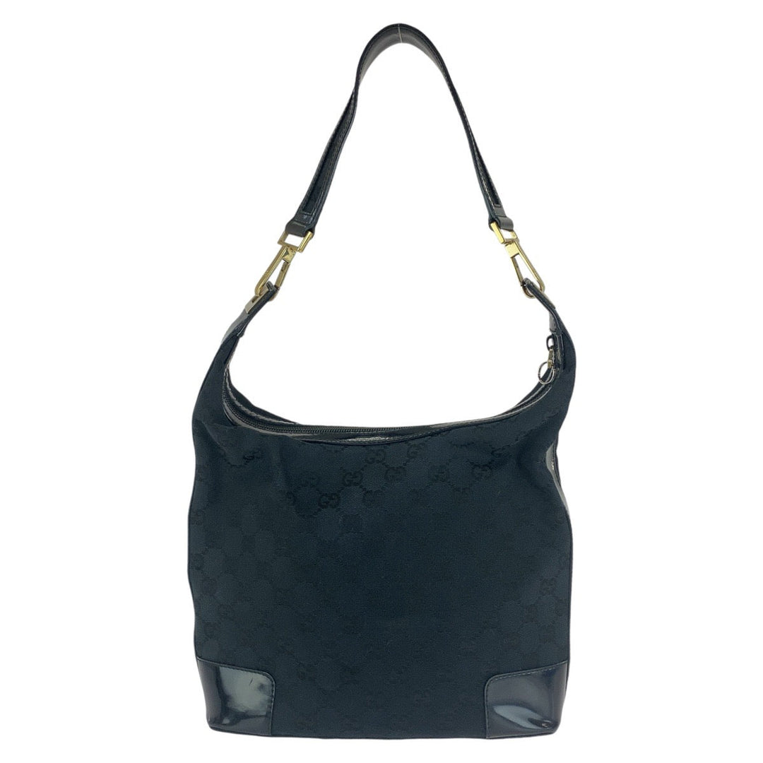 GUCCI Shoulder Bag 001 4204 GG canvas, leather Black GoldMetal Shoulder Bag Women Used Authentic