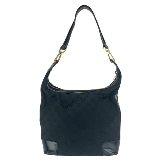 GUCCI Shoulder Bag 001 4204 GG canvas, leather Black GoldMetal Shoulder Bag Women Used Authentic