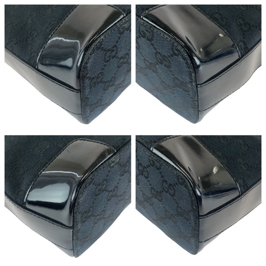 GUCCI Shoulder Bag 001 4204 GG canvas, leather Black GoldMetal Shoulder Bag Women Used Authentic