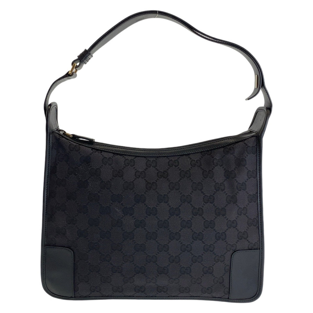 GUCCI Shoulder Bag 1.4205 GG canvas, leather Black GoldMetal Hobo Shoulder Bag Women Used Authentic