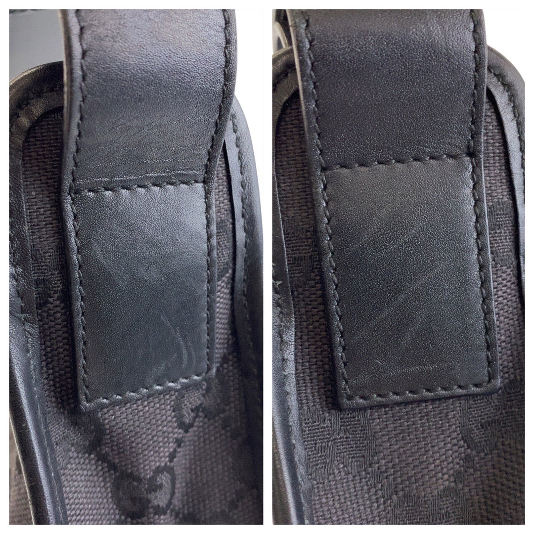 GUCCI Shoulder Bag 1.4205 GG canvas, leather Black GoldMetal Hobo Shoulder Bag Women Used Authentic