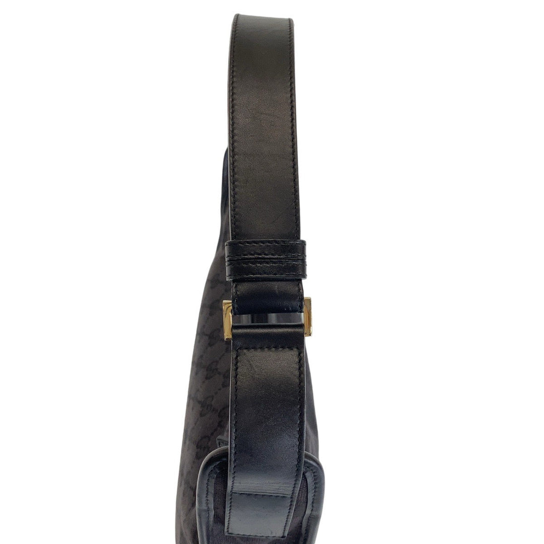 GUCCI Shoulder Bag 1.4205 GG canvas, leather Black GoldMetal Hobo Shoulder Bag Women Used Authentic