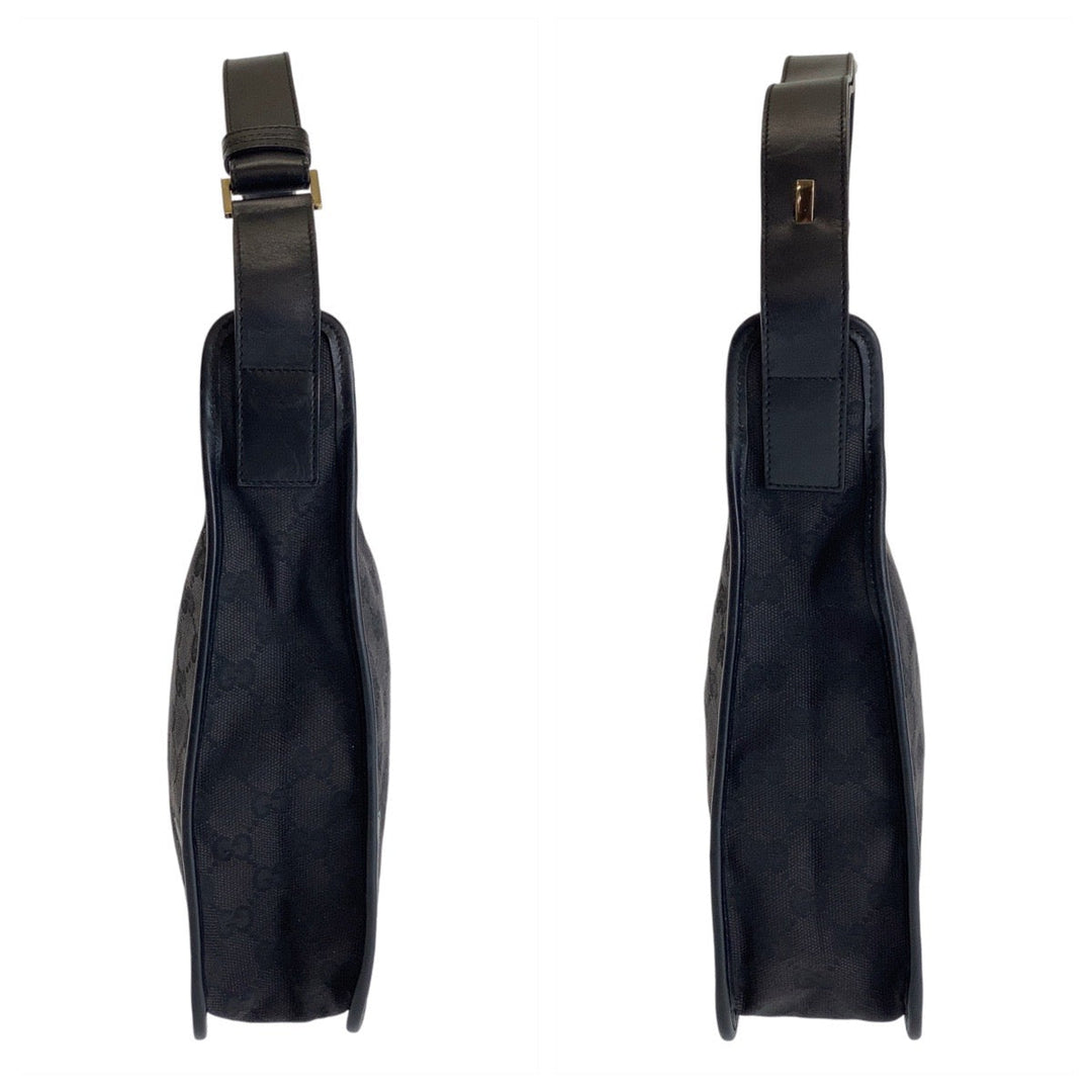 GUCCI Shoulder Bag 1.4205 GG canvas, leather Black GoldMetal Hobo Shoulder Bag Women Used Authentic