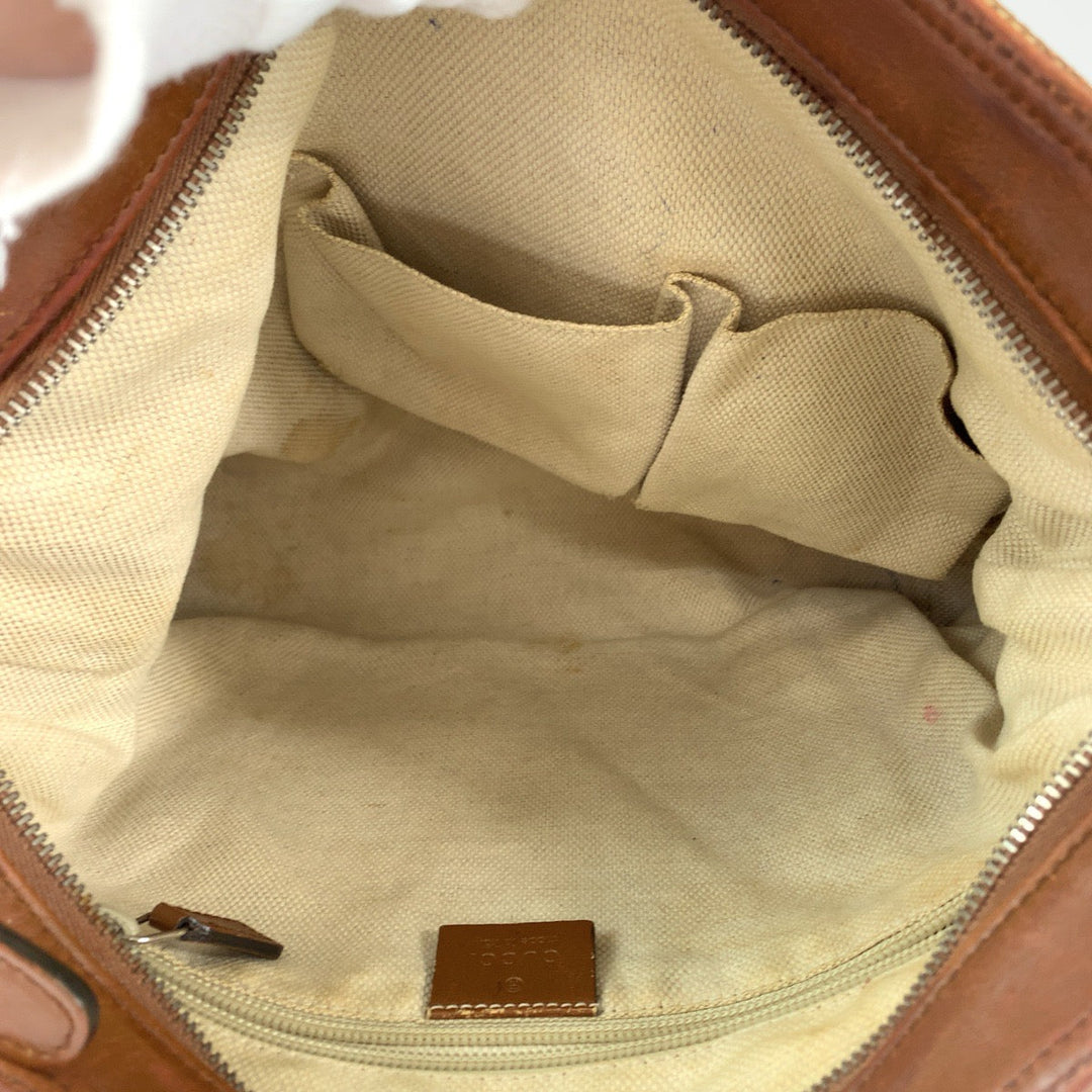GUCCI Shoulder Bag 337598 GG canvas Brown Silver Metal Shoulder Bag Messenger bag Sherry line Women Used Authentic