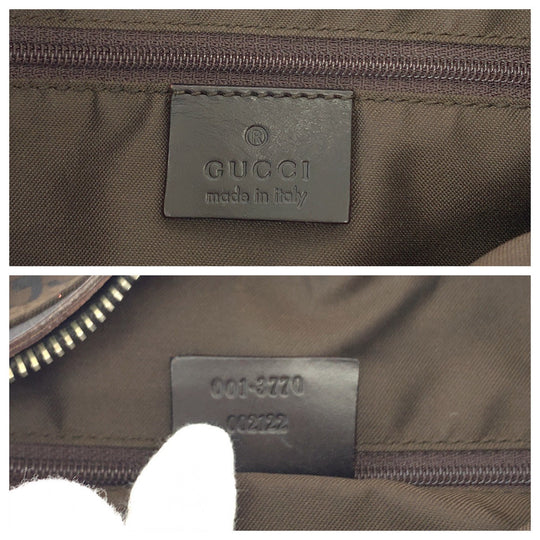 GUCCI Shoulder Bag 001 3770 Nylon Brown Silver Metal One Shoulder Bag Women Used Authentic