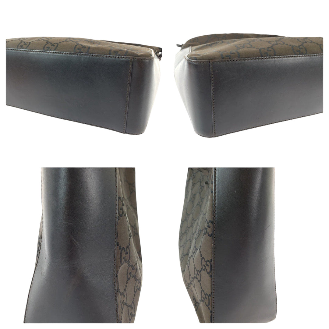 GUCCI Shoulder Bag 001 3770 Nylon Brown Silver Metal One Shoulder Bag Women Used Authentic