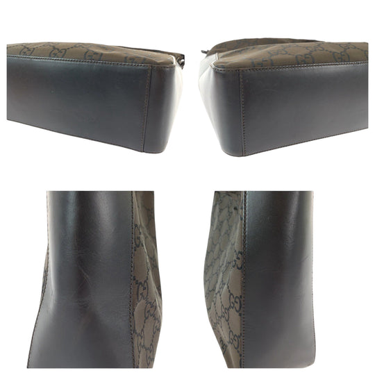 GUCCI Shoulder Bag 001 3770 Nylon Brown Silver Metal One Shoulder Bag Women Used Authentic