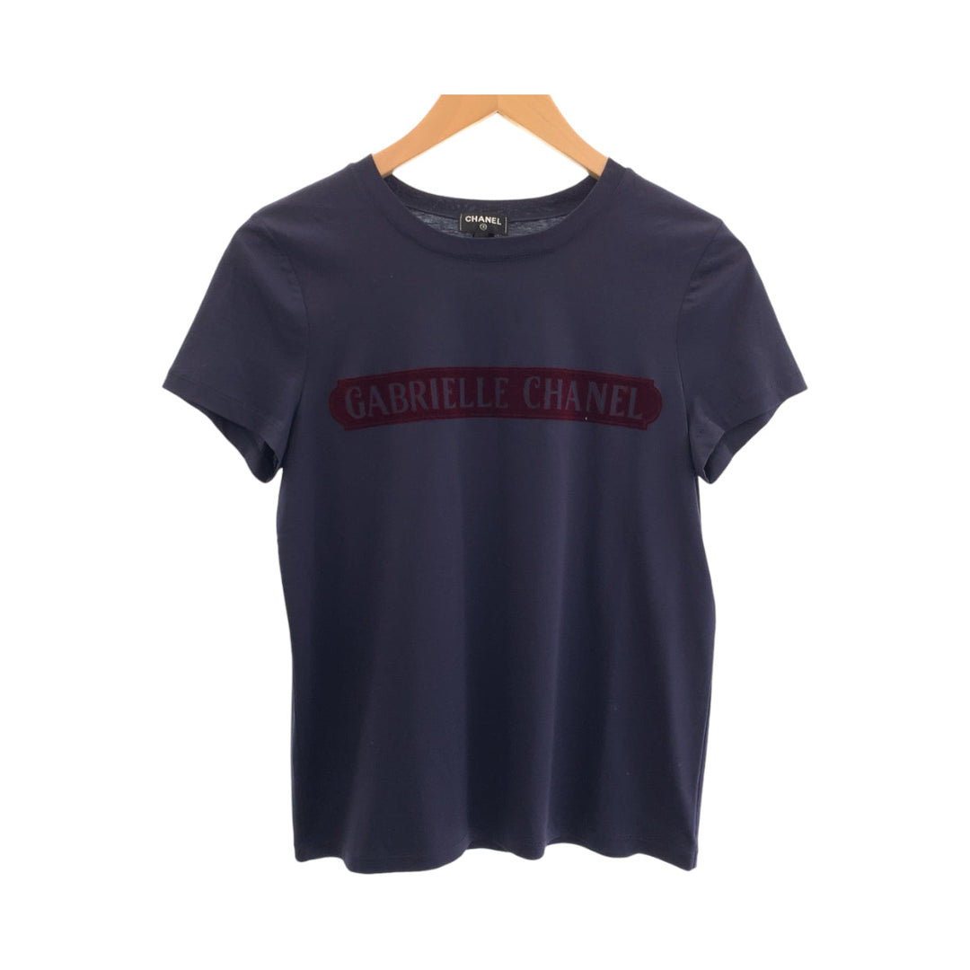 CHANEL Short sleeve T-shirt P57359K07506 cotton Navy red Short sleeve T-shirt, crew neck, cut and sew Gabriel Logo Women 34 Used Authentic