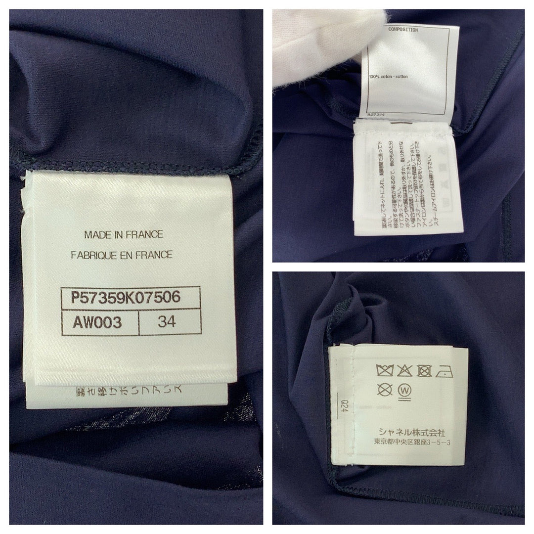 CHANEL Short sleeve T-shirt P57359K07506 cotton Navy red Short sleeve T-shirt, crew neck, cut and sew Gabriel Logo Women 34 Used Authentic