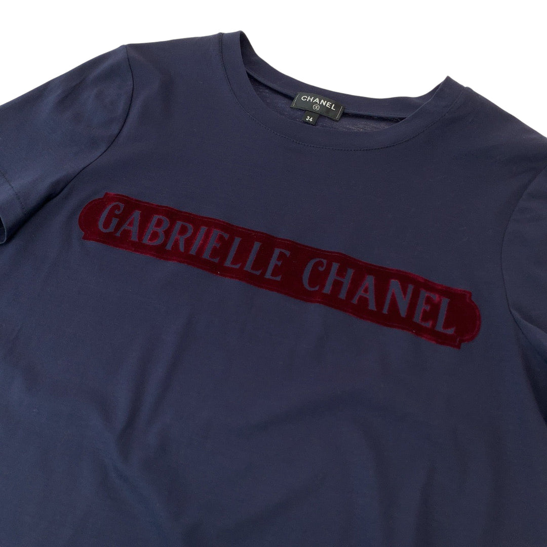 CHANEL Short sleeve T-shirt P57359K07506 cotton Navy red Short sleeve T-shirt, crew neck, cut and sew Gabriel Logo Women 34 Used Authentic