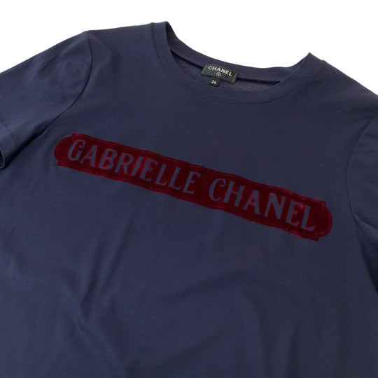 CHANEL Short sleeve T-shirt P57359K07506 cotton Navy red Short sleeve T-shirt, crew neck, cut and sew Gabriel Logo Women 34 Used Authentic