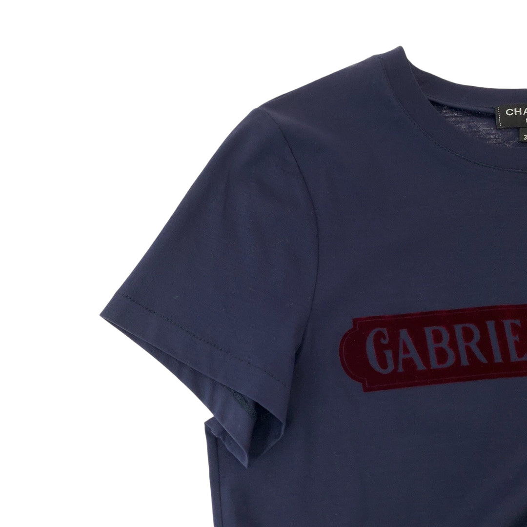 CHANEL Short sleeve T-shirt P57359K07506 cotton Navy red Short sleeve T-shirt, crew neck, cut and sew Gabriel Logo Women 34 Used Authentic