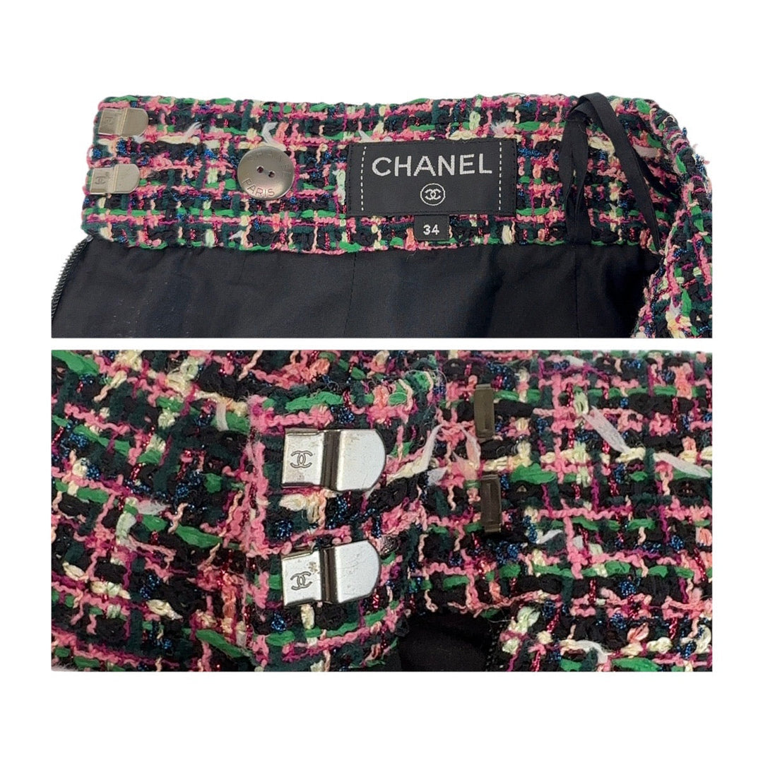 CHANEL skirt P60792V46091 polyamide Pink multicolor Skirt Tweed Women 34 Used Authentic